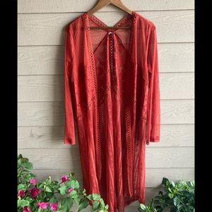 Mesh Cardigan Sheer/Lace/Burnt Orange
Cover up